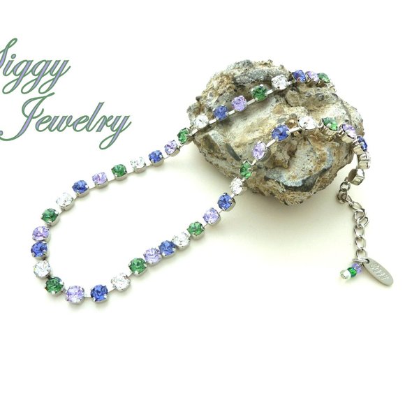 Twilight Serenade Tennis Necklace made with 6mm Austrian Crystals - Picture 5 of 7